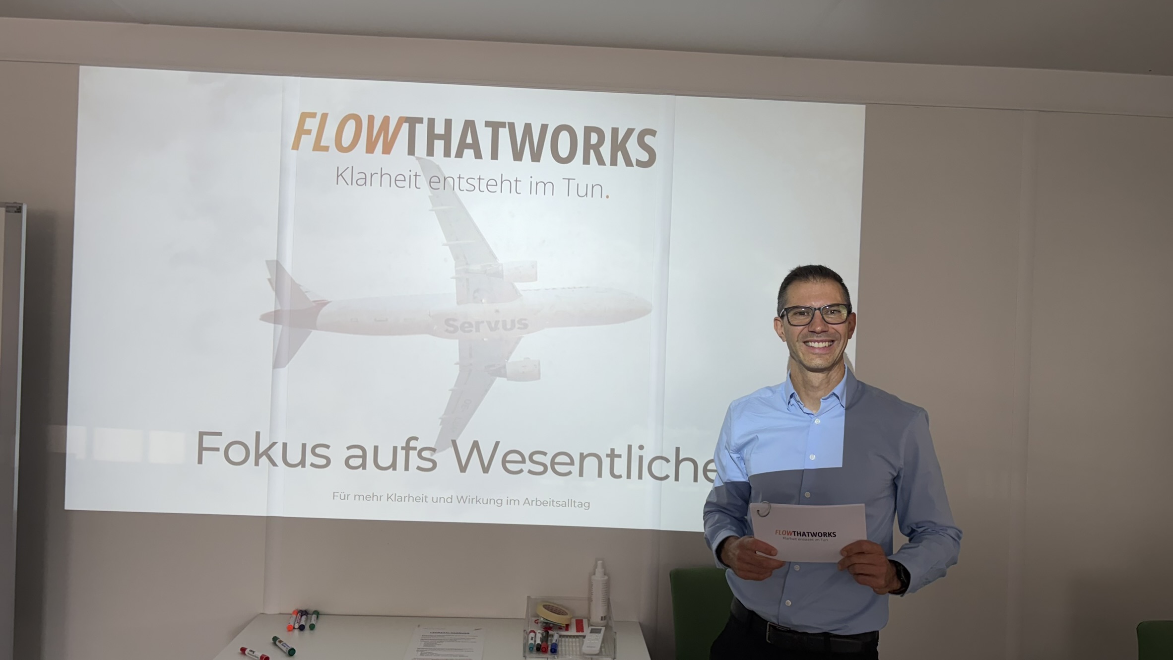 Stefan Fencl beim Workshop im Austrian Airlines Training Center